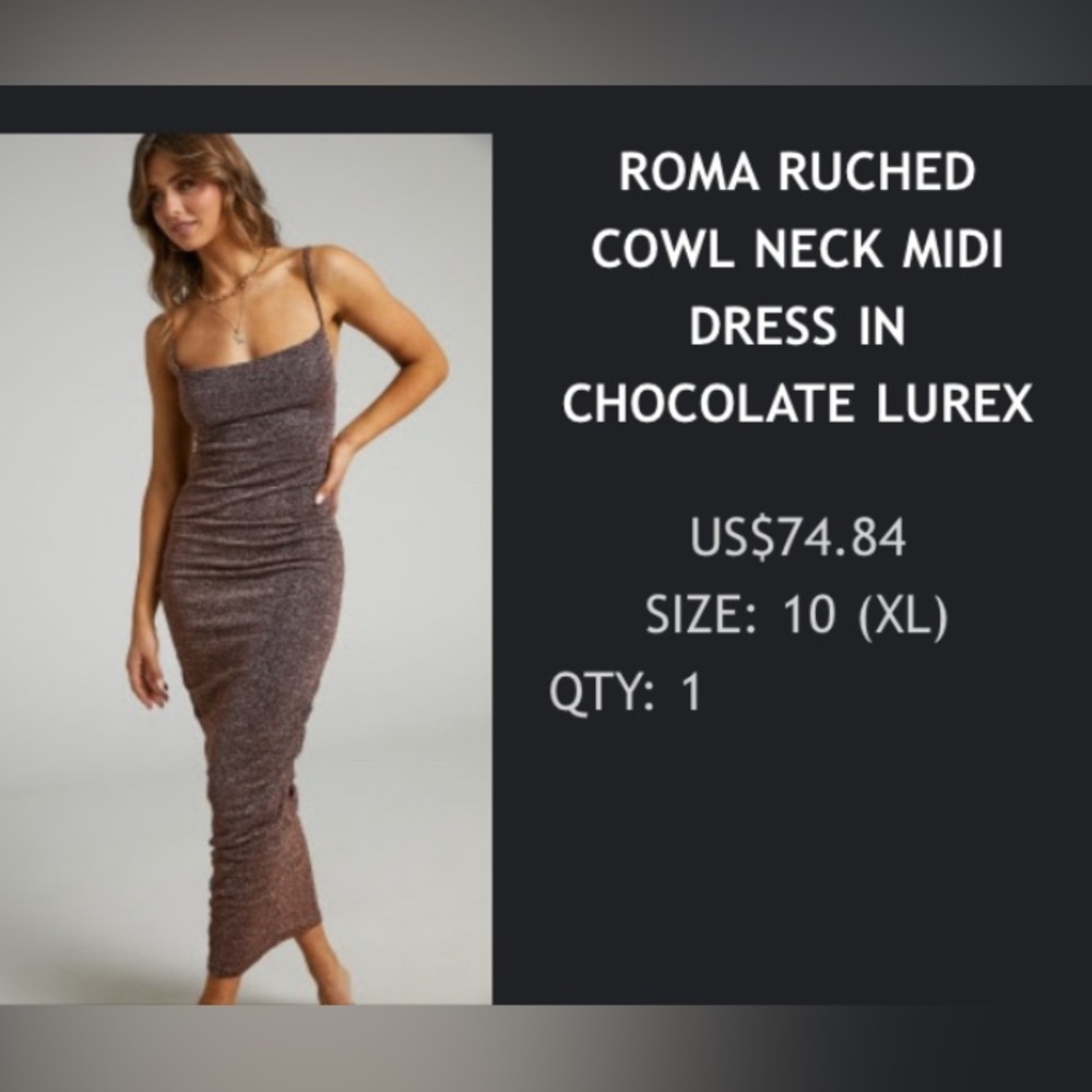 Showpo Chocolate Brown Midi Dress - size XL